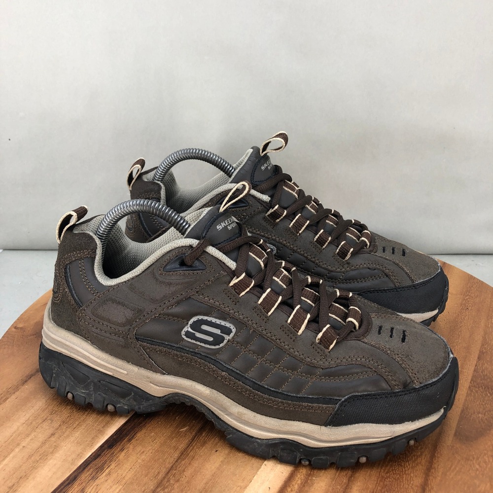 Skechers Sport Walking Shoes Sneakers Leather Brown Lace Up Mens Size 8